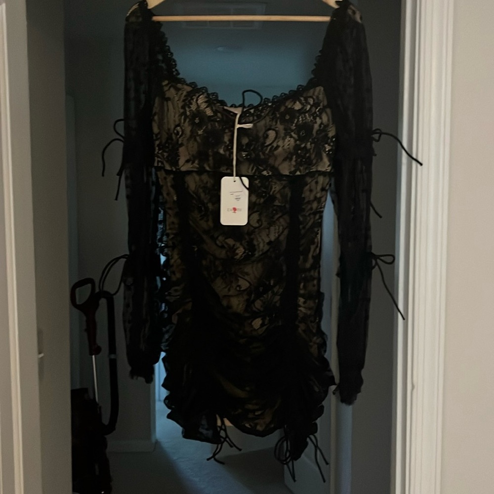 New black and nude lace dress adjustable